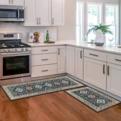 FURNIinspire Floor Mats Home 2 Piece Kitchen Rug Machine Washable Floor Mat For Living Room, Vintage Carpet, Non Slip, Blue, 60"*20" -Home Haven Furniture Store GUEST 41242a13 dad6 4b7f b5ea a886fd19b66e