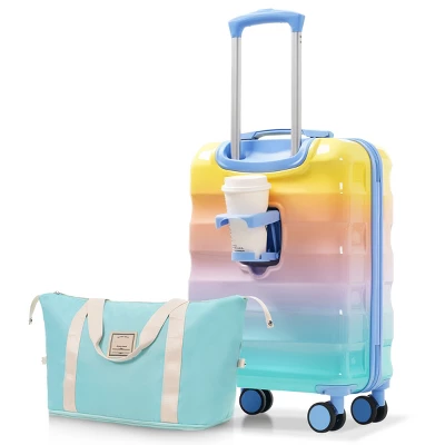 FURNIinspire Bag And Luggage Sets 20 Inch Carry On Luggage Luggage Set, Suitcase With Cup Holder, Travel Luggage, Multicolored, 8.3"*15.6"*21.7" 7 FURNIinspire Bag And Luggage Sets 20 Inch Carry On Luggage Luggage Set, Suitcase With Cup Holder, Travel Luggage, Multicolored, 8.3"*15.6"*21.7" - Image 5