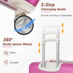 FURNIinspire Bag And Luggage Sets Luggage Sets 3 Pieces Luggage And Cosmetic Case Spinner Suitcase With TSA Lock Lightweight, Pink, 20" 24"" -Home Haven Furniture Store GUEST 422ec596 886c 4a88 95ed d4dcbe34548b