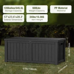 FURNIinspire Deck Boxes, 120 Gallon Waterproof Deck Box Lockable Storage Container For Patio Furniture, Garden Tools, Black, 54.3"*26.5"*24.2" -Home Haven Furniture Store GUEST 4377bdab 4d5b 4e65 b164 f56d9f895a14