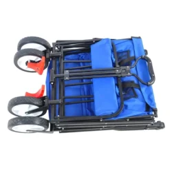 FURNIinspire Wheelbarrows And Lawn Carts Folding Wagon Cart, Collapsible Outdoor Utility Cart With Handle, Blue, 53.5“*20.08"*42.52"