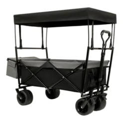 FURNIinspire Outdoor Serving Carts 480Lbs Collapsible Wagon With Canopy Lightweight Foldable Wagon With Mosquito Net, Black, 45.28"*22.83"*38.78" -Home Haven Furniture Store GUEST 449c5e05 72a3 40be 8e97 a735fa0cca9c