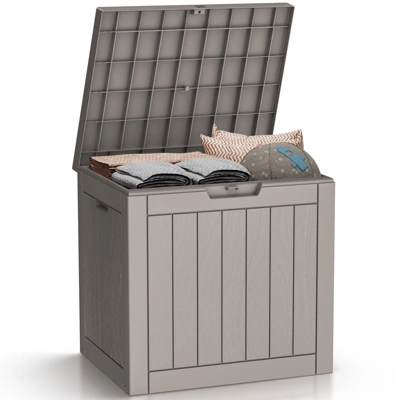 FURNIinspire Deck Boxes Outdoor Storage Box, 30 Gallon Deck Box, Weather-Resistant Deck Box Indoor And Outdoor Use, Light Brown, 17“*22”*21“ 7 FURNIinspire Deck Boxes Outdoor Storage Box, 30 Gallon Deck Box, Weather-Resistant Deck Box Indoor And Outdoor Use, Light Brown, 17“*22”*21“ - Image 5