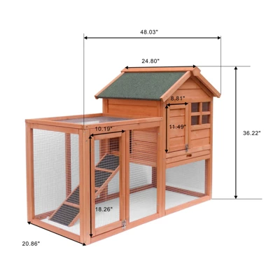 FURNIinspire Easily-assembled Wooden Rabbit House Chicken Coop Kennels, 48.03"*20.86"*36.22" 3 FURNIinspire Easily-assembled Wooden Rabbit House Chicken Coop Kennels, 48.03"*20.86"*36.22"
