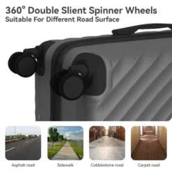 FURNIinspire Bag And Luggage Sets 3 Piece Rolling Luggage Travel Suitcase Set, Lightweight Durable Suitcases With Wheels, Grey, 21.06"*11.81"*30.31" -Home Haven Furniture Store GUEST 479499a7 0630 43f7 ac72 313858e1c279