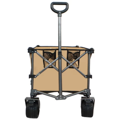 FURNIinspire Outdoor Serving Carts Heavy Duty Foldable Utility Wagon Terrain Quiet Wheels For Camping Gardening Picnic, Brown, 38.58"*24.02"*39.17" 3 FURNIinspire Outdoor Serving Carts Heavy Duty Foldable Utility Wagon Terrain Quiet Wheels For Camping Gardening Picnic, Brown, 38.58"*24.02"*39.17"
