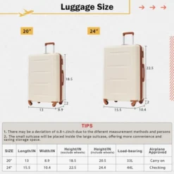 FURNIinspire Bag And Luggage Sets Luggage Set Travel Suitcase With Bags Spinner Wheels Abs Lightweight Suitcase, Khaki And Brown, 16"*10"*24" -Home Haven Furniture Store GUEST 492bf2cb 2ad3 4720 993e 6e0b749998f4