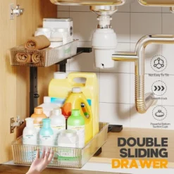 FURNIinspire 2 Pack Under Sink Organizer Pull Out Cabinet Organizer Acrylic Under Sink Storage Shelf For Kitchen Bathroom, Black, 15.6"*10.61"*5.1" -Home Haven Furniture Store GUEST 497163d7 1920 42a9 b625 8564743f0951