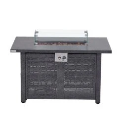 FURNIinspire Outdoor Fireplaces Backyard Rectangular Hollow Iron Stove With Glass Cover, Outdoor Heater, Patio Fire Pit, Gray, 24.8"*41.7"*24" -Home Haven Furniture Store GUEST 49fcc0c5 e1e3 4421 b487 1626608ce2ee