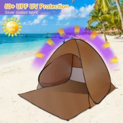 FURNIinspire Camping Tents Pop Up Beach Tent Sun Shade Shelter For Outdoor Beach Camping, Waterproof Tent Canopy, Brown, 64.96"*59.06"*43.3" -Home Haven Furniture Store GUEST 4a046774 5e0c 4c02 bece 0ae79e662666