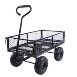 FURNIinspire Wheelbarrows And Lawn Carts Outdoor Steel Frame Wagon Cart Garden Cart, Ideal For Firewood And Yard Debris, Black, 40“*19"*40" -Home Haven Furniture Store GUEST 4a1b60af 7bfa 4a05 8958 d2d2a4d2f419
