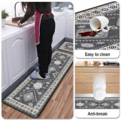 FURNIinspire Floor Mats 2 Piece Farmhouse Kitchen Rug Washable Area Rugs Non Skid Bohemian Mat For Hallway Entryway, Grey, 60"*20" -Home Haven Furniture Store GUEST 4ac5f561 a1fa 4db1 93a2 a4373425c0ad
