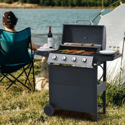 FURNIinspire Outdoor Grills, Griddles And Smokers Professional 4 Burner Gas Grill, Stainless Steel BBQ With Pizza Oven, Black, 27.2"*18.1"*15" 5 FURNIinspire Outdoor Grills, Griddles And Smokers Professional 4 Burner Gas Grill, Stainless Steel BBQ With Pizza Oven, Black, 27.2"*18.1"*15" - Image 3