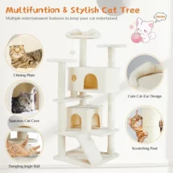 FURNIinspire Pet Tower Multi-Functional Cat Tree House Detachable Cat Climbing Frame, Pet Furniture Cat Accessories, Beige, 19.7"*19.7"*46" -Home Haven Furniture Store GUEST 4bfbb280 183c 4059 9477 4ca91e40b67e