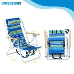 FURNIinspire Outdoor Portable Chair 4 Position Reclining With Cup Holder For Outdoor Relaxation, Blue Green Stripes, 23"*21.7"*31.5" -Home Haven Furniture Store GUEST 4bff3617 5ddb 47d6 9d2b e23b673bf67d