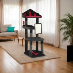 FURNIinspire Pet Tower 50 Inch Gothic Corner Cat Tree Cat Tower Stand With Perch, Scratching Post, Extra Wide Base, Black, 23.4"*23.01"*50" -Home Haven Furniture Store GUEST 4cabfa40 abb2 420e 9028 e31a95a22498