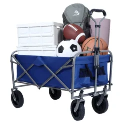 FURNIinspire Outdoor Serving Carts Collapsible Folding Wagon 300L Collapsible Wagon With Tailgate All-Terrain Wheels, Blue, 35.43"*21.85"*39.17" -Home Haven Furniture Store GUEST 4caf06d4 d252 4b59 afee afb7ce7ac397