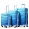 FURNIinspire Bag And Luggage 3 Piece Sets Carry On Luggage, Travel Luggage Set Hard Shell Suitcases With Wheels, Blue, 12.2"*19.7"*30.1"