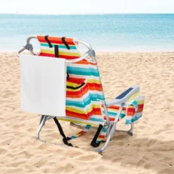 FURNIinspire Outdoor Portable Chair Lightweight With Adjustable Back And Storage Pockets For Outdoor Fun, Rainbow Stripes, 24.8"*25.6"*32.28" -Home Haven Furniture Store GUEST 4eefe07f aa10 4633 9e41 68384375eb26