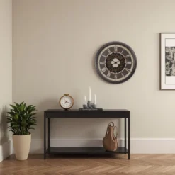 FURNIinspire Wall Clocks 24inch Living Room Wall Clock Decorative Hanging Clock Timepiece Vintage Wall Decor For Bedroom, Brown, 22.75"*22.75"*3" -Home Haven Furniture Store GUEST 4efd2b71 d62a 477a a357 e986c4b17d82