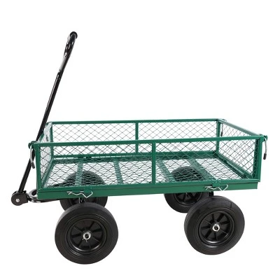 FURNIinspire Wheelbarrows And Lawn Carts Solid Wheels Tools Cart Wagon Cart, Metal Lawn Cart For Picnic, Shopping, Green, 37“*19"*45" 7 FURNIinspire Wheelbarrows And Lawn Carts Solid Wheels Tools Cart Wagon Cart, Metal Lawn Cart For Picnic, Shopping, Green, 37“*19"*45" - Image 5