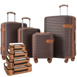 FURNIinspire Bag And Luggage Sets 4 Piece Luggage Set, Carry On Luggage Suitcase With 4 Packing Cubes, Travel Luggage, Brown, 16.69"*12.4"*29.72" -Home Haven Furniture Store GUEST 507d5c35 7f65 4548 98ef e43e568f9c1f
