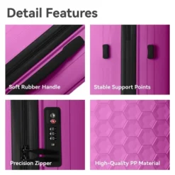 FURNIinspire Bag And Luggage Sets 3 Piece Travel Luggage With Rolling Wheels, Lightweight Hard Shell Suitcase Set, Pink, 20.08"*11.81"*30.12" -Home Haven Furniture Store GUEST 51dd404a 5864 4952 917e 5e9cabce6240