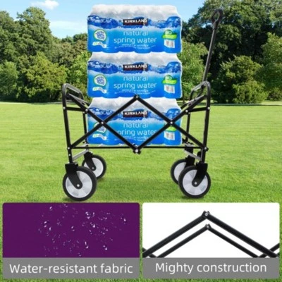 FURNIinspire Outdoor Serving Carts Rolling Cart Wagon Carts Foldable Utility Cart, Beach Cart For Picnic Outdoors, Purple, 25.98"*17.32"*37.4" 5 FURNIinspire Outdoor Serving Carts Rolling Cart Wagon Carts Foldable Utility Cart, Beach Cart For Picnic Outdoors, Purple, 25.98"*17.32"*37.4" - Image 3