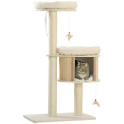 FURNIinspire3-Level Cat Tree With Sisal Scratching Posts, Fun Cat Badminton Toy For Playing, Soft Cushions & Play Areas, 25.5"*17.75"*46.5" -Home Haven Furniture Store GUEST 52082e5c aea2 4b98 bc36 fc08a953dc41