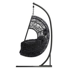 FURNIinspire Patio Swings Hanging Chair With Seat Cushion For Relaxation, Outdoor Indoor Wicker Swing Egg Chair With Stand, Gray, 42“*47"*73" -Home Haven Furniture Store GUEST 528dbbf2 de95 4520 8d4b ebc8b1756fc4