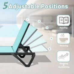 FURNIinspire Patio Chaise Lounges Patio 2 Sunbathing Chairs And 1 Table For Beach Yard Poolside, Adjustable Outdoor Chair, Green, 64.41"*26.69"*35.43" -Home Haven Furniture Store GUEST 53d4aeee 7e39 42fc bb2a 870af34d226f
