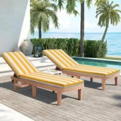 FURNIinspire Outdoor Seat Cushions 2pcs Outdoor Cushion Set Replacement, Yellow And White Stripes Seat Cushion, Multicolored, 74.4"*22.05"*2.8" -Home Haven Furniture Store GUEST 54e3aada 42c0 4442 aa2f 063feccc8c48