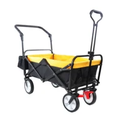 FURNIinspire Wheelbarrows And Lawn Carts Folding Wagon Cart, Collapsible Outdoor Utility Cart With Handle, Yellow, 53.5“*47"*42.52" -Home Haven Furniture Store GUEST 562e2a47 45c5 4622 9f56 55719b355f80