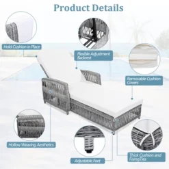 FURNIinspire Patio Accent Chairs, Outdoor Patio Single Sofa With Cushions, All Weather Rattan Chairs For Garden Backyard, White, 61.02"*25.6"*37.4" -Home Haven Furniture Store GUEST 566de8fc 2ffe 4e5d b48e aa1cd8a83d6b