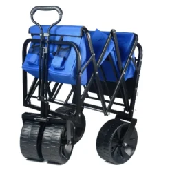 FURNIinspire Wheelbarrows And Lawn Carts Collapsible Garden, Beach Utility Cart With All-Terrain Wheels, Folding Wagon Cart, Blue, 39“*20"*43" -Home Haven Furniture Store GUEST 56783dcc a574 4b8f add7 61d8b6e6aa66