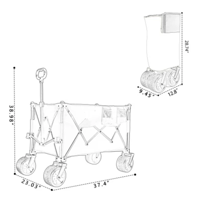 FURNIinspire Outdoor Serving Carts Colorful Heavy-Duty 480lbs Folding Wagon Cart With Bonus Picnic Mat All Terrain Wheels, Blue, 37.4"*23.03"*38.98" 5 FURNIinspire Outdoor Serving Carts Colorful Heavy-Duty 480lbs Folding Wagon Cart With Bonus Picnic Mat All Terrain Wheels, Blue, 37.4"*23.03"*38.98" - Image 3