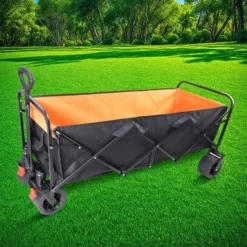 FURNIinspire Wheelbarrows And Lawn Carts Large Capacity Folding Cart, Lawn Cart For Picnic, Shopping, Black And Orange, 53“*21"*41" -Home Haven Furniture Store GUEST 57589d53 817f 408a ad02 443fa98f5dc6
