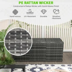 FURNIinspire Utility Storage Cabinet 175 Gallon Outdoor Storage Box With Inner Liner PE Rattan Wicker Deck Box, Grey, 29.90"*13.80"*24.80" -Home Haven Furniture Store GUEST 592c7fca 3596 4261 aa2b d2e4a93f1936