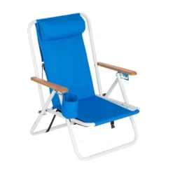 FURNIinspire Outdoor Portable Chair Adjustable Headrest For Comfortable Outdoor Relaxation, Blue, 30"*23"*25"