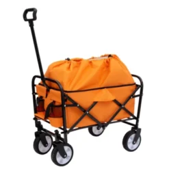 FURNIinspire Outdoor Serving Carts Multi-use Bag Collapsible Foldable Wagon Cart Beach Wagon For Camping Shopping, Orange, 25.98"*17.32"*37.4" -Home Haven Furniture Store GUEST 5af64b24 fb94 4fb7 bf98 3ba2bc6727d3
