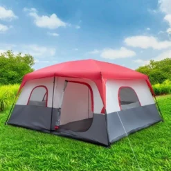 FURNIinspire Camping Tents Large Family Tent For Outdoors, Hiking, Picnic, Beach, Red And White Sun Shelter Tent, Multicolored, 169.2"*169.2"*82.6" -Home Haven Furniture Store GUEST 5b86f7bb 517a 4f45 8feb 9c6d0257fd69