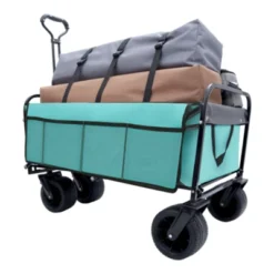 FURNIinspire Outdoor Serving Carts 440lbs Collapsible Foldable Wagon Cart With Strapping System For Camping Sports, Blue, 35.04"*22.44"*38.58" -Home Haven Furniture Store GUEST 5b9b1e1c bca4 4e11 9260 cae220c8e691