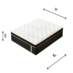 FURNIinspire Mattresses 10 Inch King Size Plush Hybrid Mattress With Encased Coils Gel Memory Foam, Fiberglass-Free, Black, 80"*76"*10"