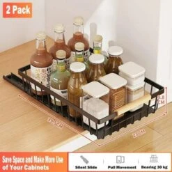 FURNIinspire Pull Out Cabinet Organizer Slide Out Drawer No Drill Pull Out Sliding Pull-Out Pantry Shelves Kitchen Bathroom, Black, -Home Haven Furniture Store GUEST 5ce30196 e8b8 4b38 a5c8 c66cb654422a