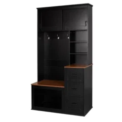FURNIinspire Hall Trees Clothes Rack Hat Organizer Coat Rack Entryway Bench With 3 Shelves, Drawers, 3 Hooks For Hallway, Black, 16.5"*40.2"*71.3" 8 FURNIinspire Hall Trees Clothes Rack Hat Organizer Coat Rack Entryway Bench With 3 Shelves, Drawers, 3 Hooks For Hallway, Black, 16.5"*40.2"*71.3" -Home Haven Furniture Store GUEST 5fafe48e c24c 42e1 8a46 ae89752494bc