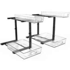 FURNIinspire 2 Pack Under Sink Organizer Pull Out Cabinet Organizer Acrylic Under Sink Storage Shelf For Kitchen Bathroom, Black, 15.6"*10.61"*5.1" -Home Haven Furniture Store GUEST 60c5a106 b986 4daa aa60 b75423b72cfc