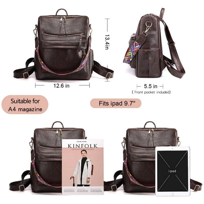 FURNIinspire Backpacks Backpack Travel Backpack, Laptop Backpack For Women, Convertible Ladies Fashion School Shoulder Bags, Brown, 5.5"*12.6"*13.4" 3 FURNIinspire Backpacks Backpack Travel Backpack, Laptop Backpack For Women, Convertible Ladies Fashion School Shoulder Bags, Brown, 5.5"*12.6"*13.4" - Image 2