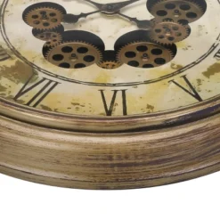 FURNIinspire Wall Clocks 24inch Timepiece Living Room Wall Clock Decorative Hanging Clock Vintage Wall Decor For Bedroom, Brown, 22.75"*22.75"*3" -Home Haven Furniture Store GUEST 610d584c 5d1b 4de6 a8e6 1460ea354638