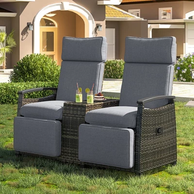 FURNIinspire Patio Accent Chairs, All Weather Outdoor Patio Chairs High Back Couch With Premium Cushions For Garden Backyard, Gray, 47.6"*23.6"*46.1" 3 FURNIinspire Patio Accent Chairs, All Weather Outdoor Patio Chairs High Back Couch With Premium Cushions For Garden Backyard, Gray, 47.6"*23.6"*46.1"