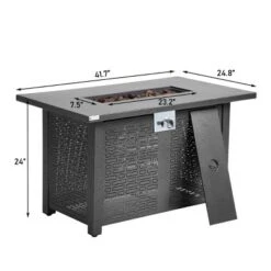 FURNIinspire Outdoor Fireplaces Backyard Rectangular Hollow Iron Stove With Glass Cover, Outdoor Heater, Patio Fire Pit, Gray, 24.8"*41.7"*24" -Home Haven Furniture Store GUEST 6241f506 6e50 496c 9e1f 7df60986e69e
